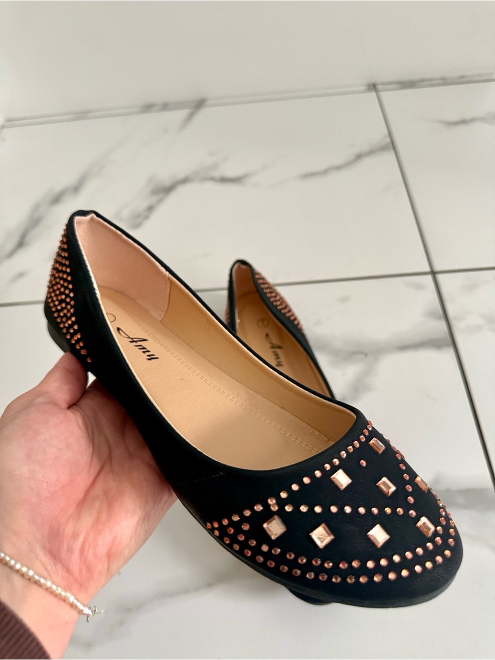 Black Studded Ballet Flats